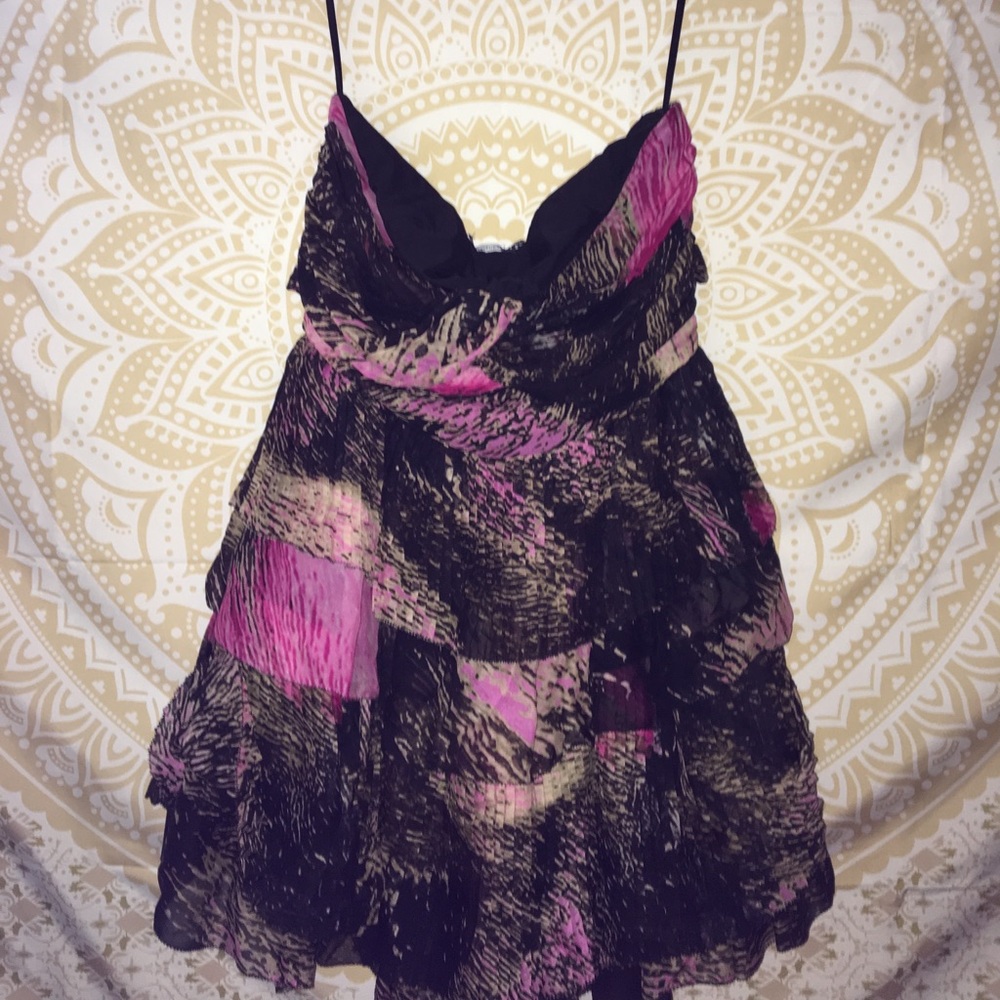 🌸DVF Brighton Pink Wing Print Silk Strapless